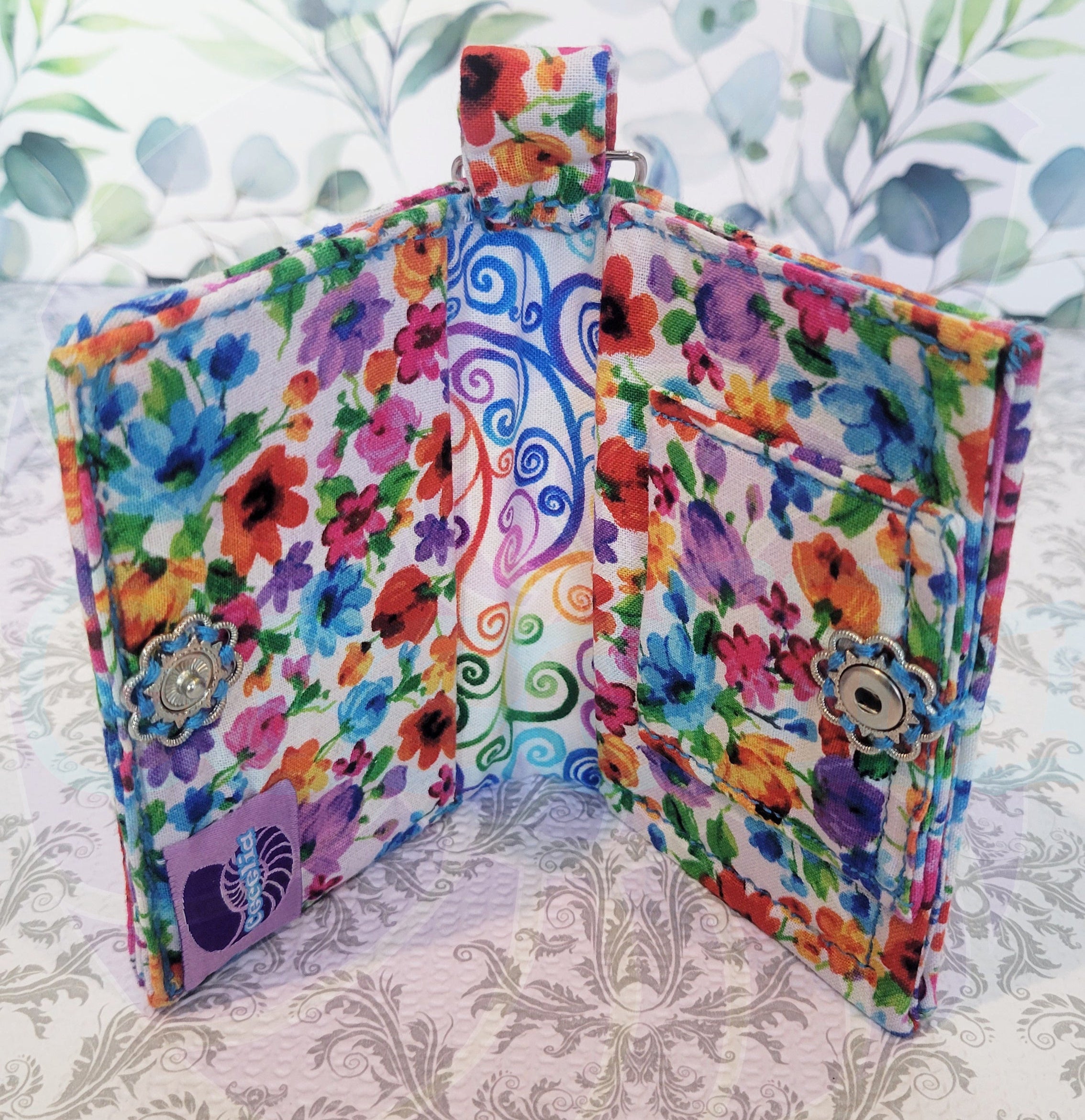 Watercolor Wild Flowers in the Javier Wallet Style