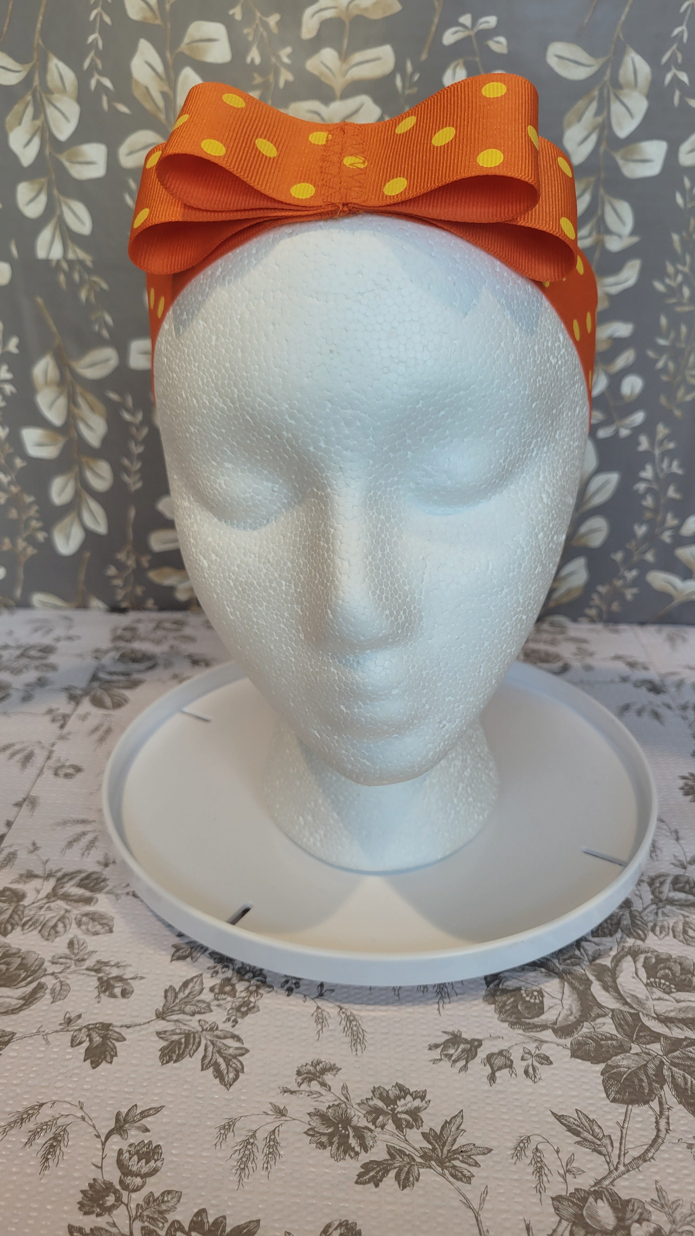 Orange hairband with Yellow Polkadots
