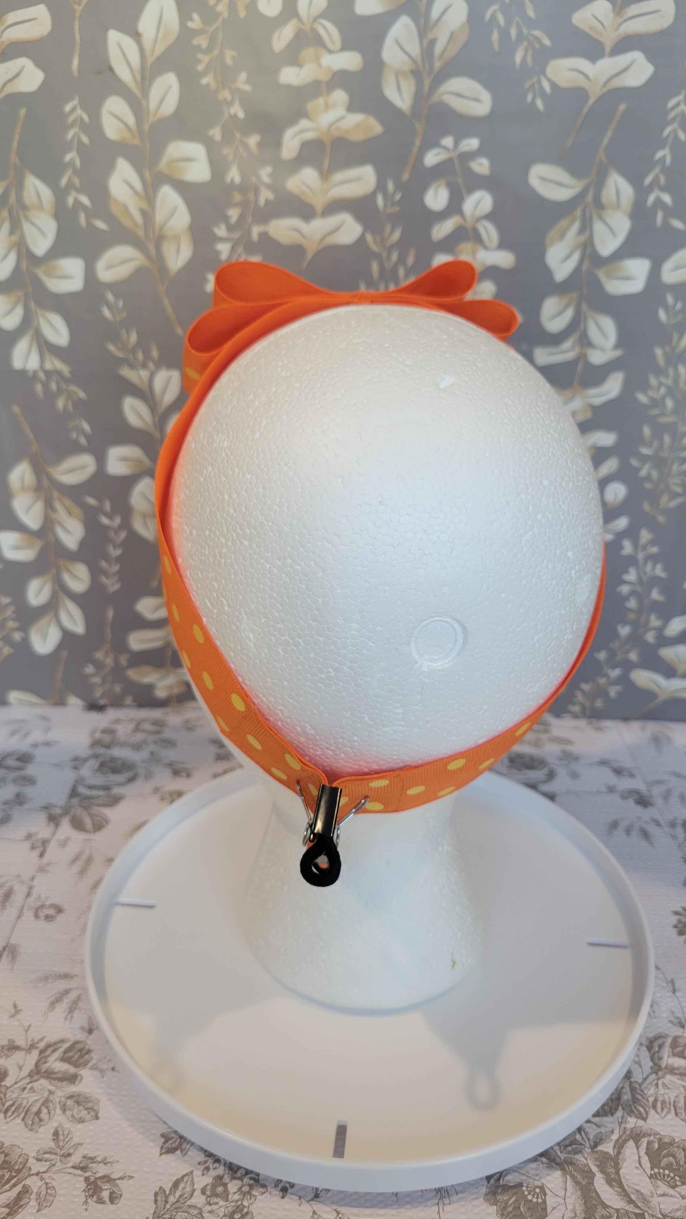 Orange hairband with Yellow Polkadots