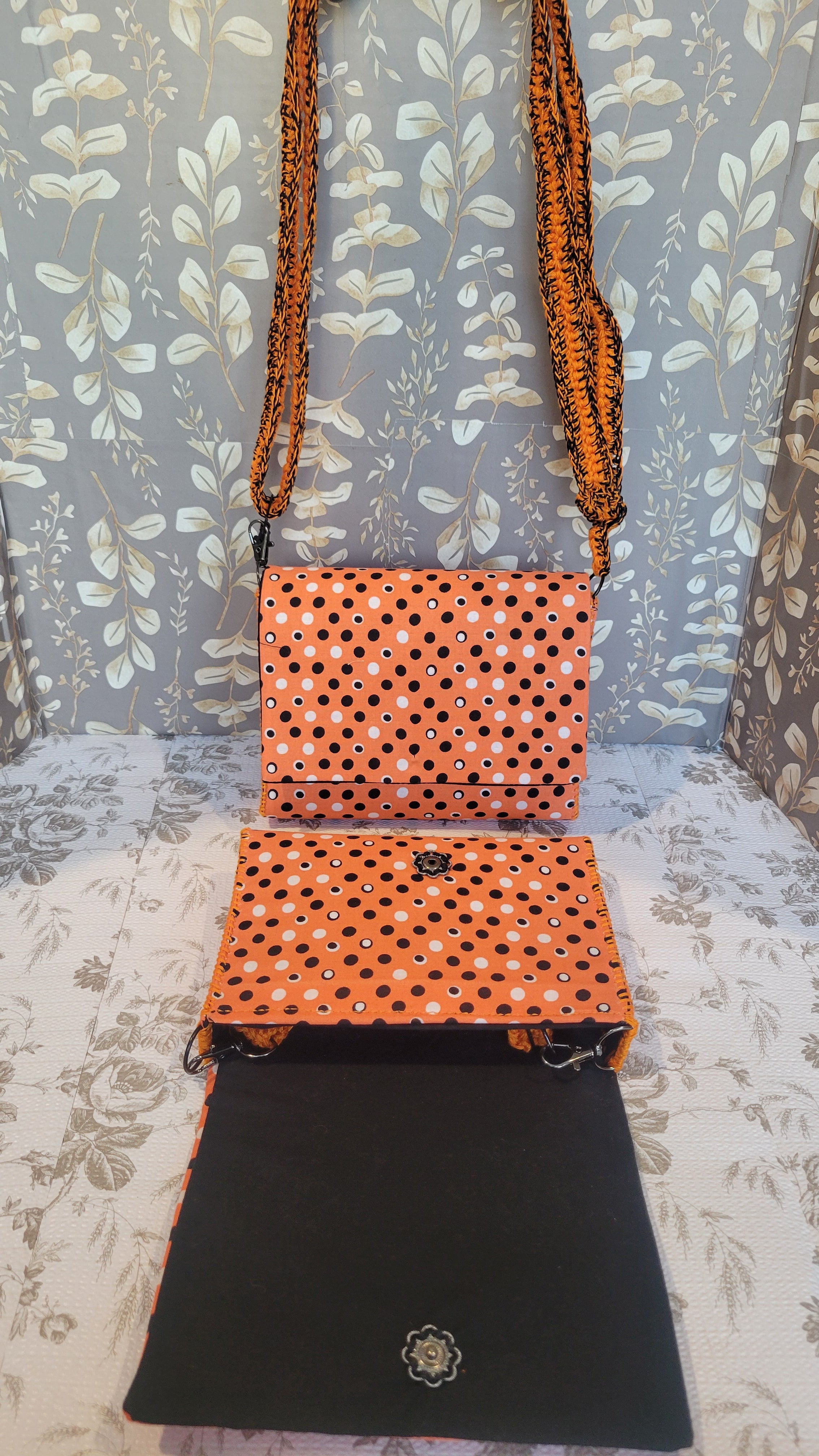 Black and White Polkadots on Orange Background in The Flores Style