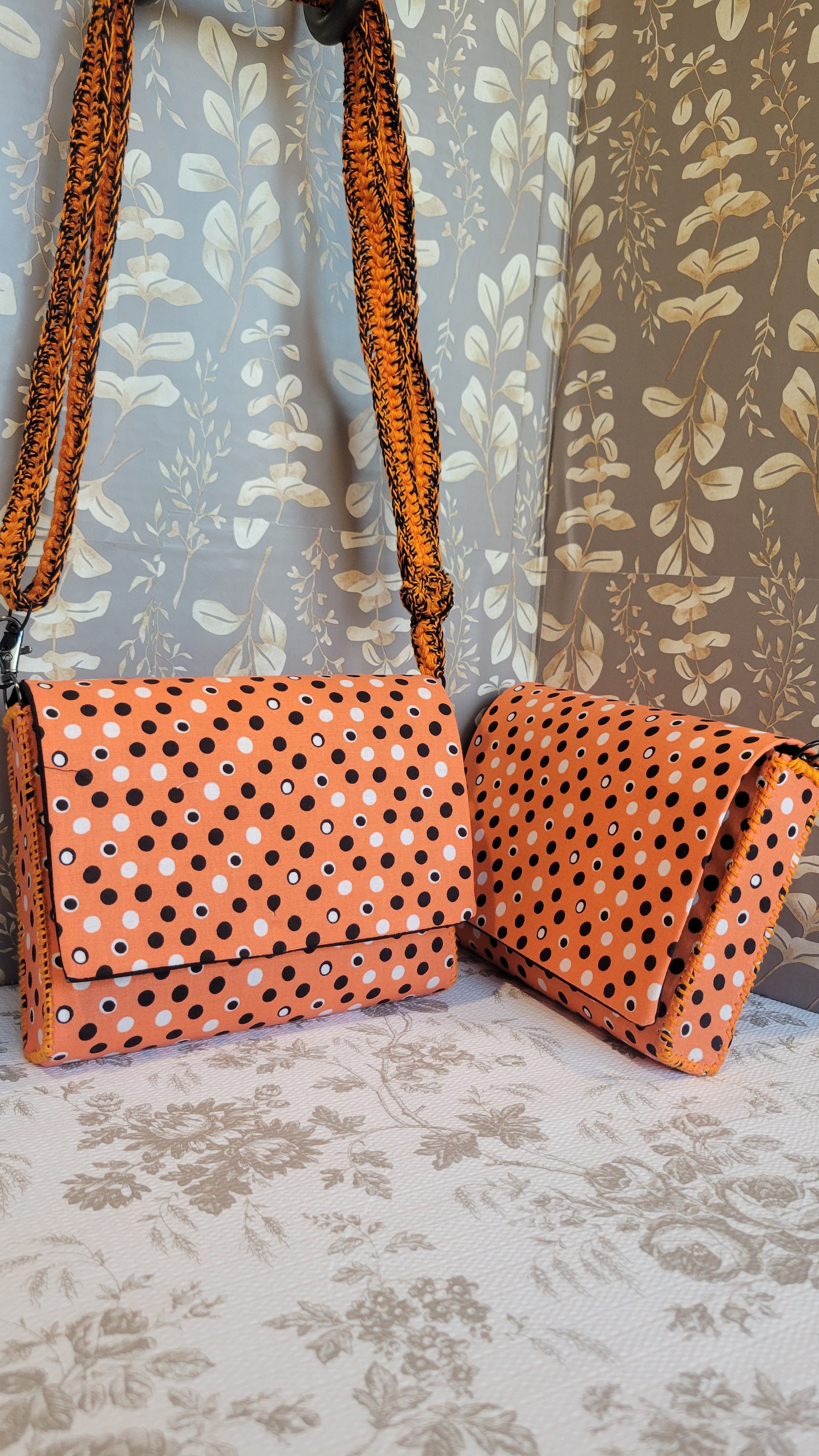 Black and White Polkadots on Orange Background in The Flores Style
