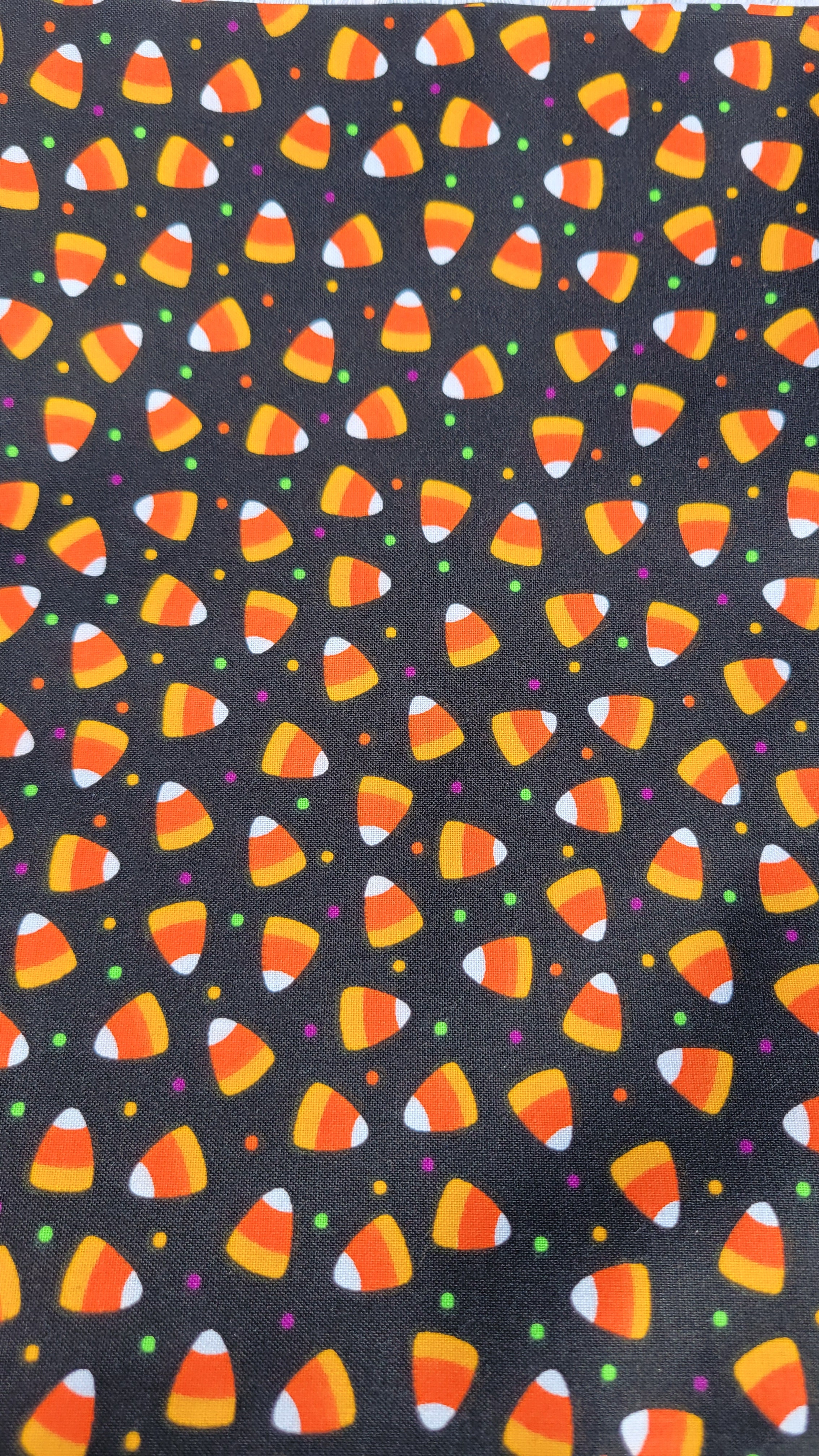 Candy Corn on Black Fabric