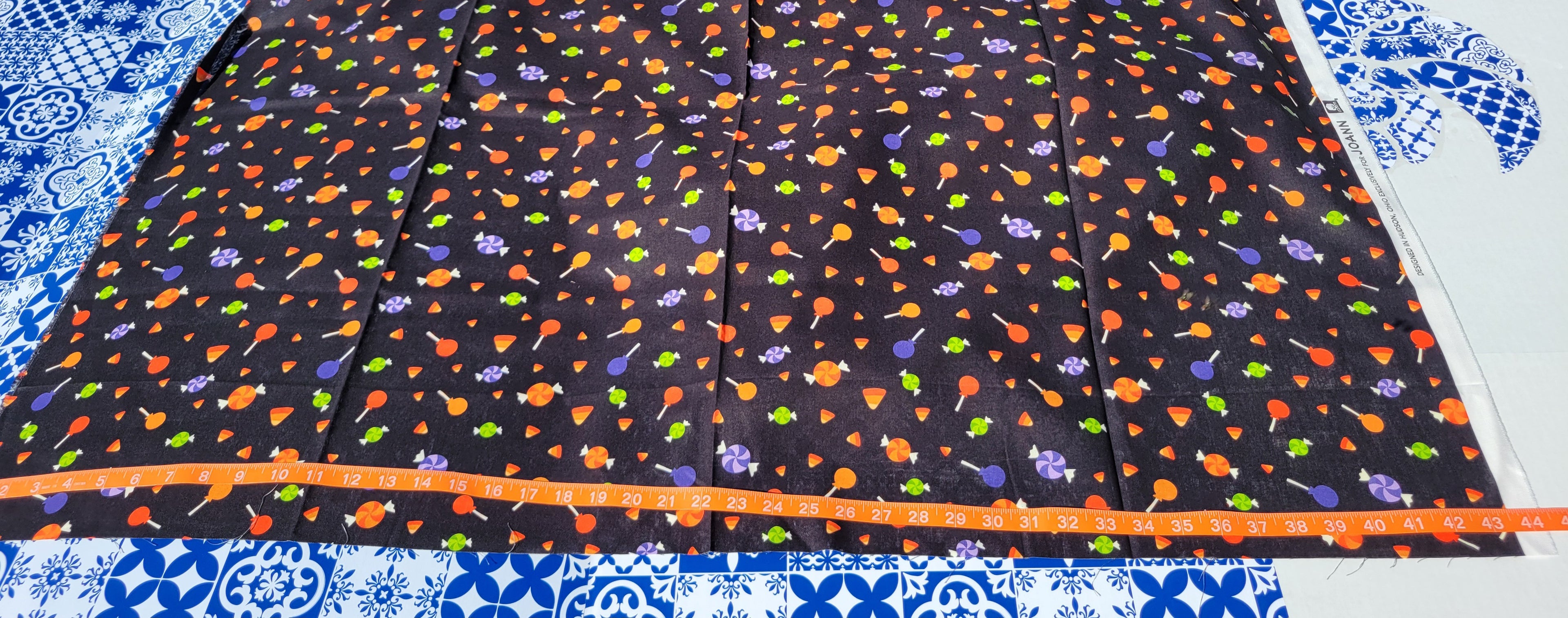 Mix Halloween Candy on Black Fabric